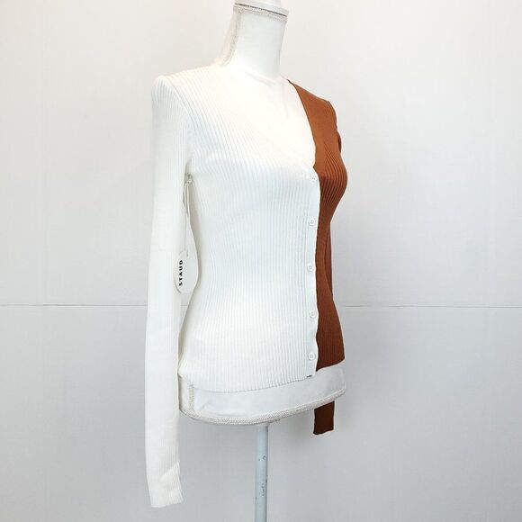 STAUD Sweater Cardigan Shoko Cargo Colorblock Ribbed - Picture 3 of 13